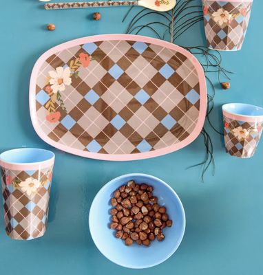 Medium bowl with gorgeous tile print - rice