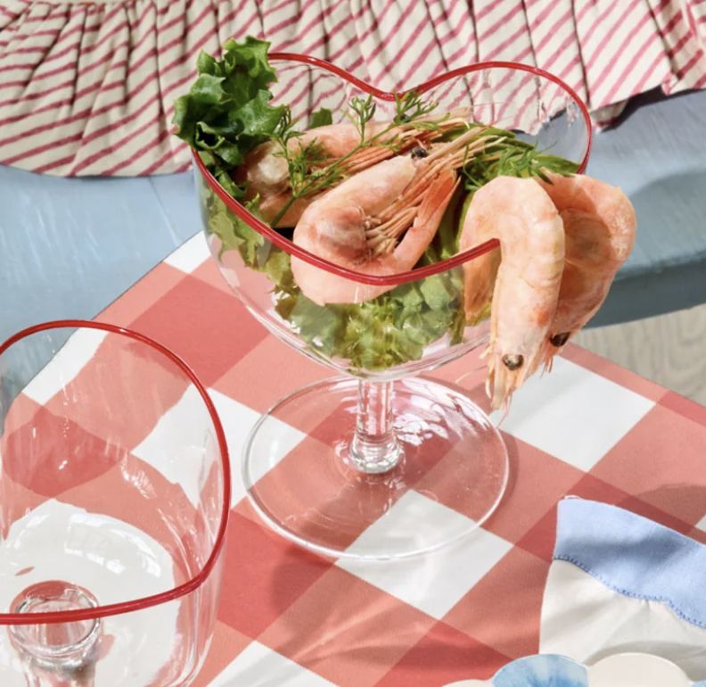 champagne glas in hart vorm rood - rice