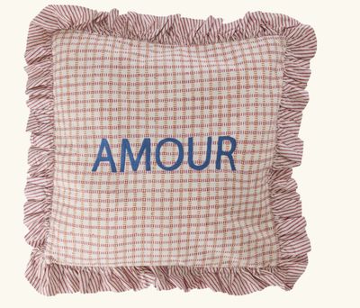 cotton square cushion with amour - rice