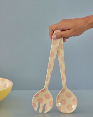 Opschepellepel en vork met  roze dots dots - rice