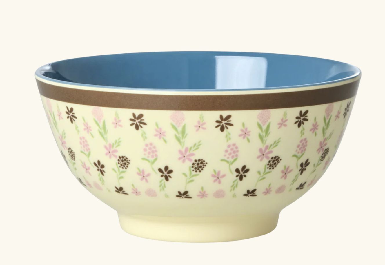 melamine bowl with hacienda flower print - rice