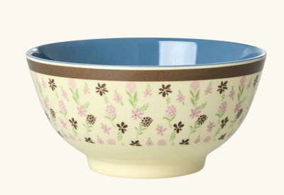 melamine bowl with hacienda flower print - rice