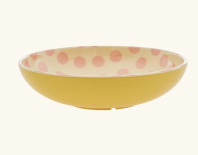 melamine salad bowl with pink dots print low - rice