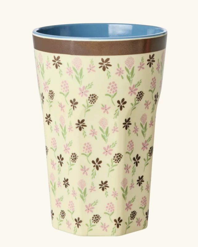 melamine cup hacienda flower print tall - rice