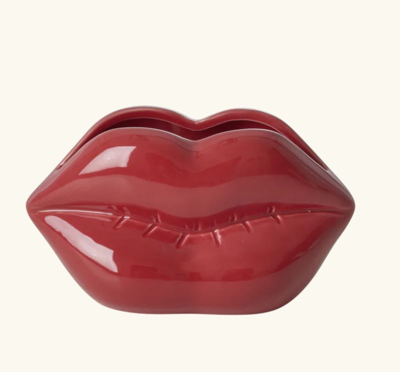 ceramics vase in lips shape red - rice