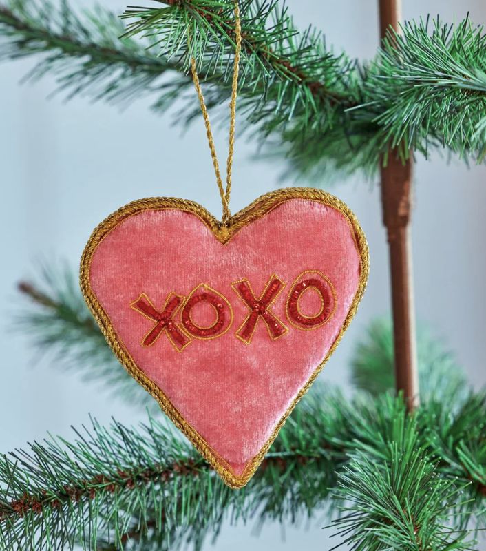 christmas fabric ornament with beads  - rice