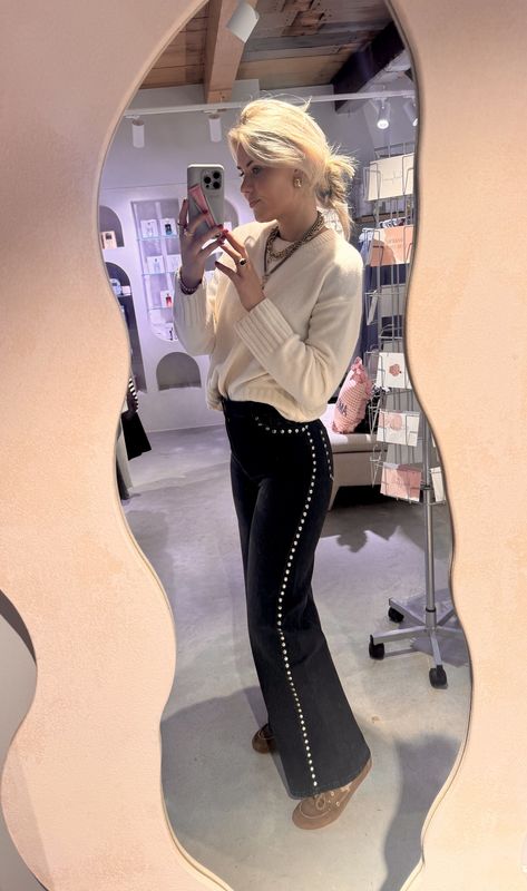 Palazzo Jeans with studs - Washed Black - Homage