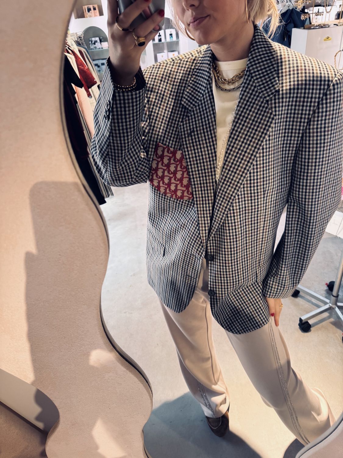 Blazer geruit Dior roze detail - Attire