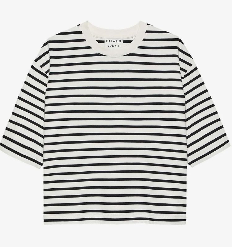 loose fit striped shirt black - catwalk junkie