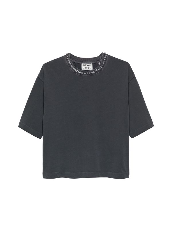 loose fit tshirt with strass detail - catwalk junkie