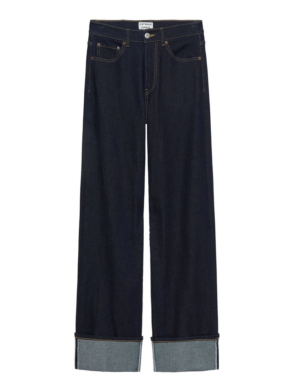 loose fit jeans with fold dark blue- catwalk junkie
