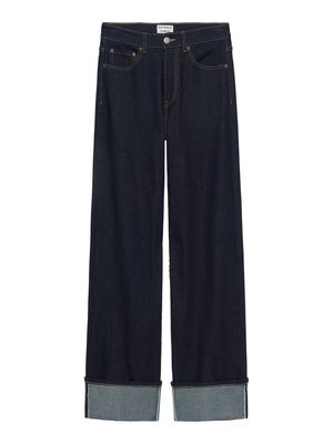 loose fit jeans with fold dark blue- catwalk junkie