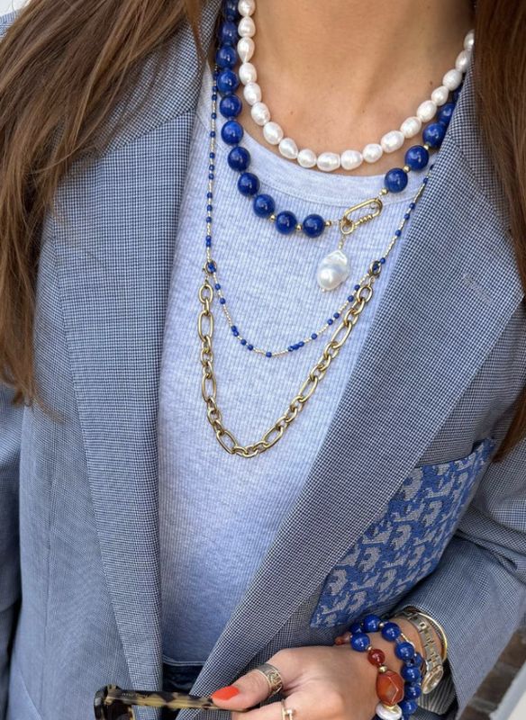halo necklace blauw - le veer