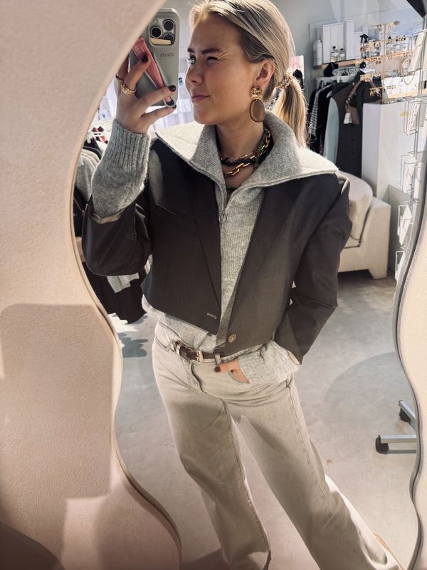 Half Zip Knit - Grey Melange - Catwalk Junkie
