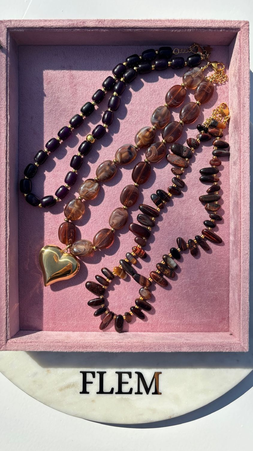 necklace amore rosa brown - flem the label