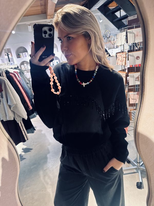 beaded fringed sweater - catwalk junkie