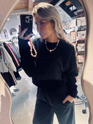 beaded fringed sweater - catwalk junkie