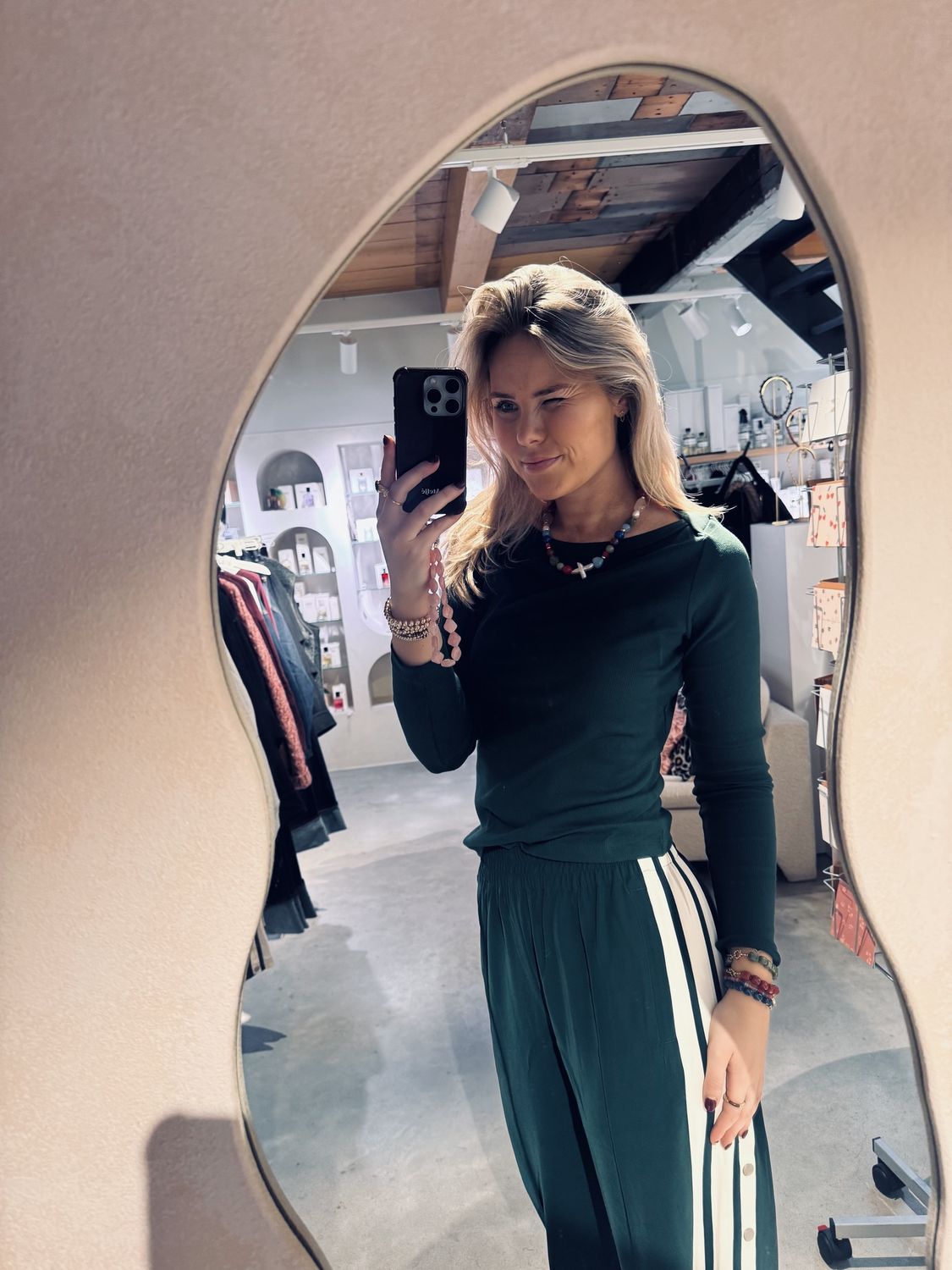 Boatneck rib long sleeve - Pine Forest - Catwalk Junkie