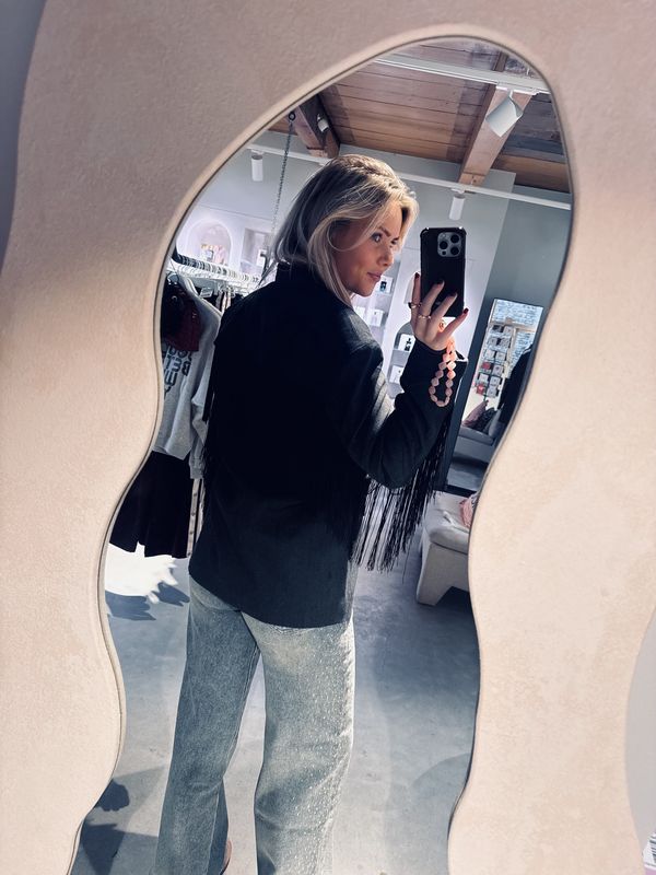 oversized blazer with detachable fringes - catwalk junkie