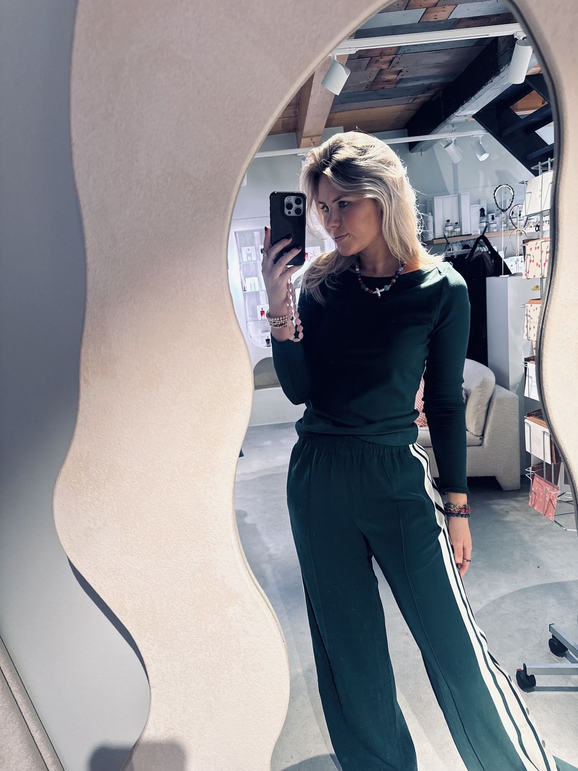 side button tracksuit trousers pine forest - catwalk junkie