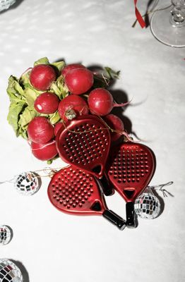 Padel racket rood - yup in de boom