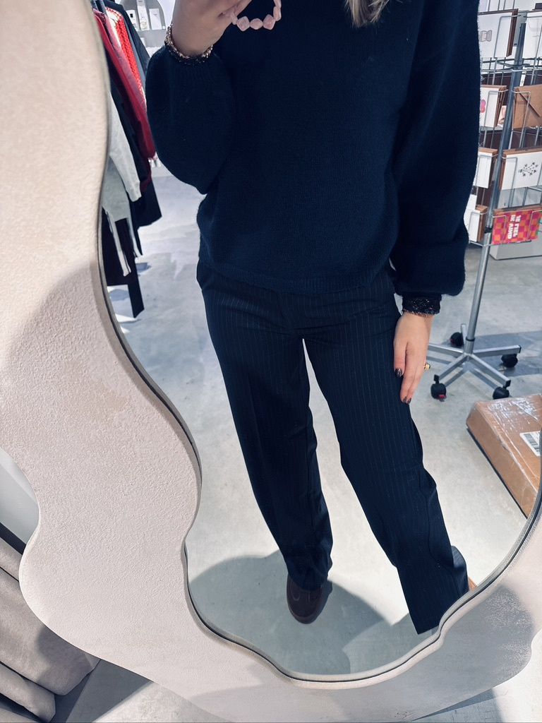 Moore pinstripe pants white night sky stripe - another label