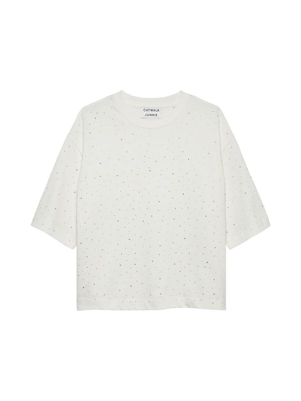 Loose fit strass T-shirt - White -Catwalk Junkie