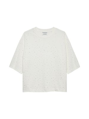 Loose fit strass T-shirt - White -Catwalk Junkie