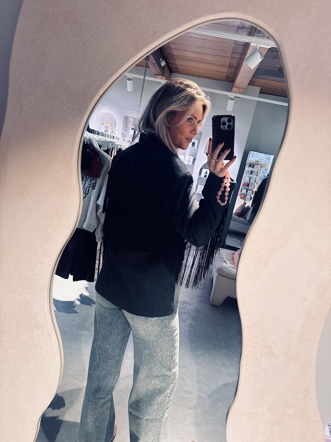 Oversized blazer -met afritsbare franjes  - catwalk junkie