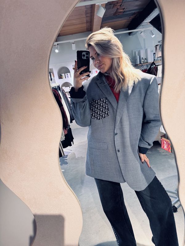 Attire blauw geblokt Dior - Attire Amsterdam