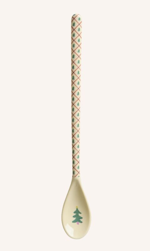 melamine latte spoons christmas tree print - rice