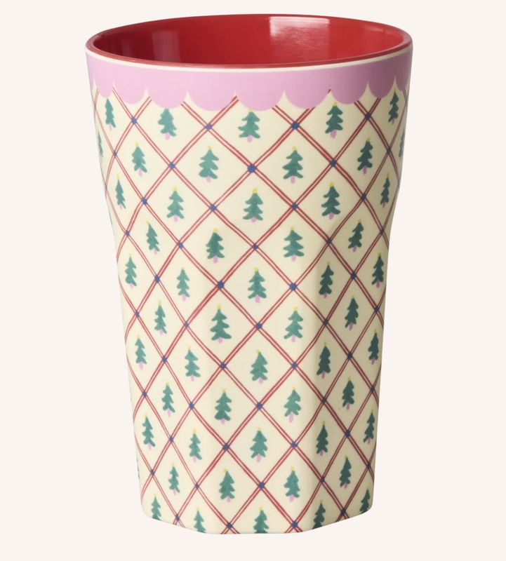 Melamine Cup with Diamond Christmas Tree tall - rice