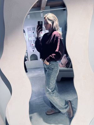 Loose fit jeans with strass - Tinted Blue -  catwalk junkie