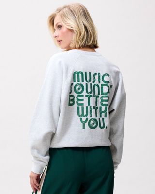 Graphic sweater - light grey melange/pine forest - Catwalk Junkie
