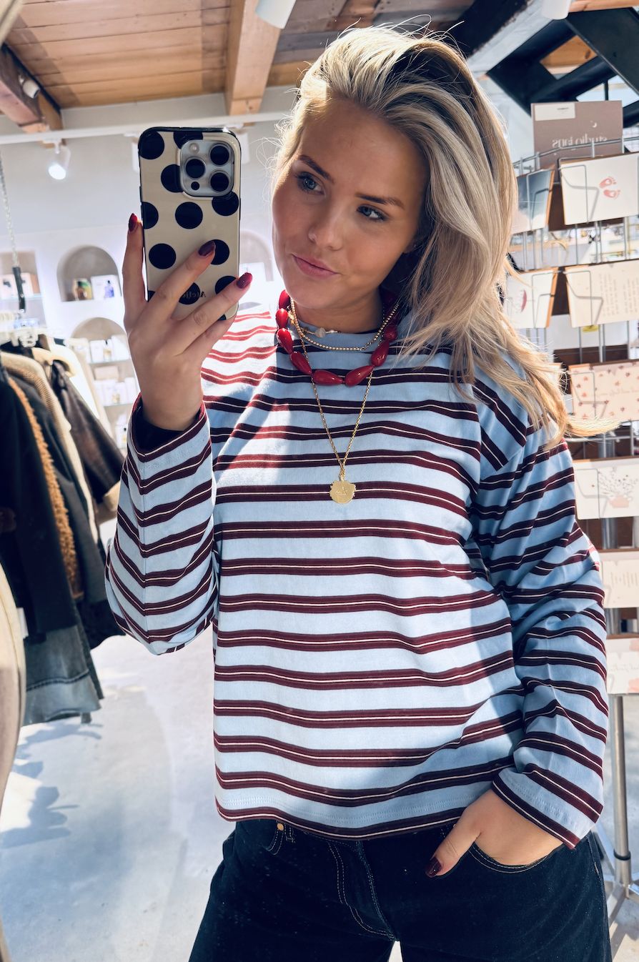 striped longsleeve brunnera blue - catwalk junkie