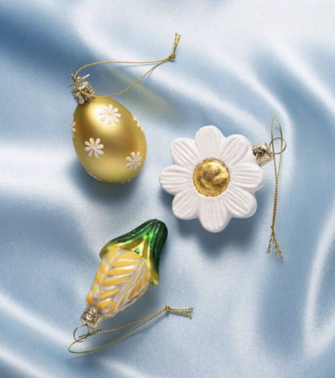 ornament glass easter set - daisy egg and tulip - vondels