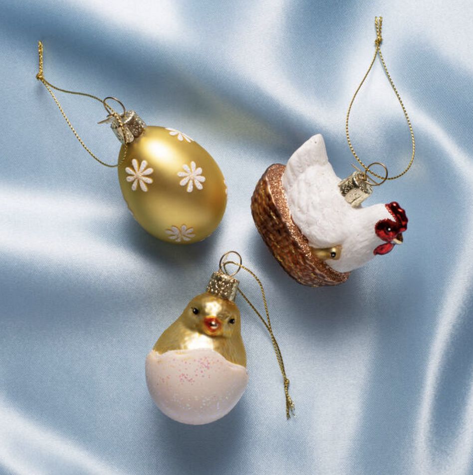 ornament glass easter set - chicken - egg and chicken - vondels