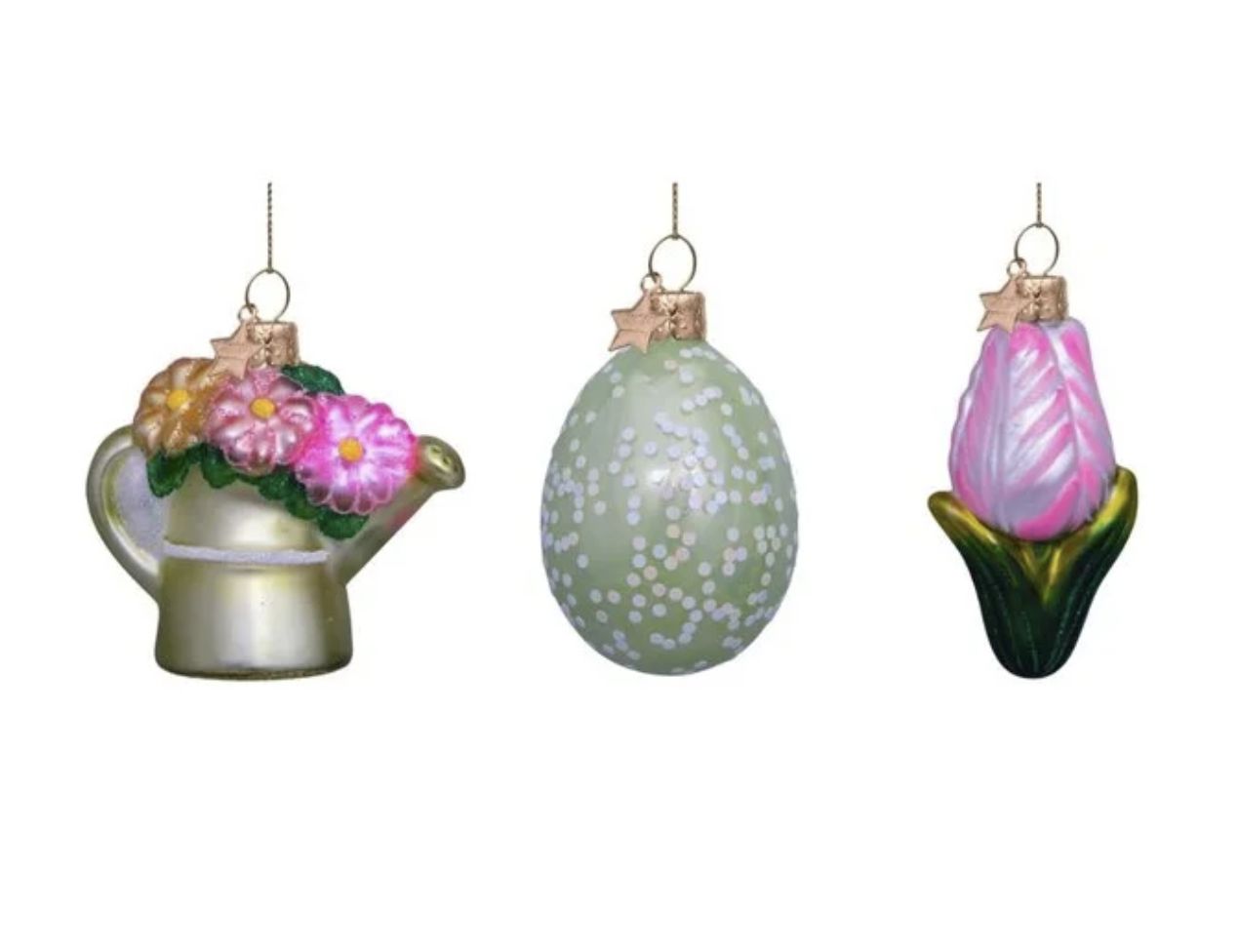 ornament glass easter set watercan - egg and tulip - vondels