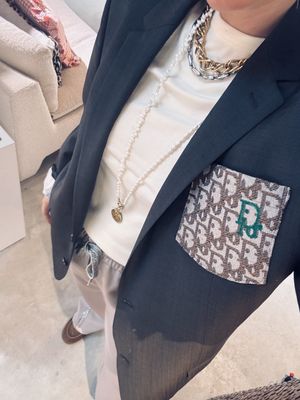 Attire Blazer - Blauw - Dior groen detail  - Attire