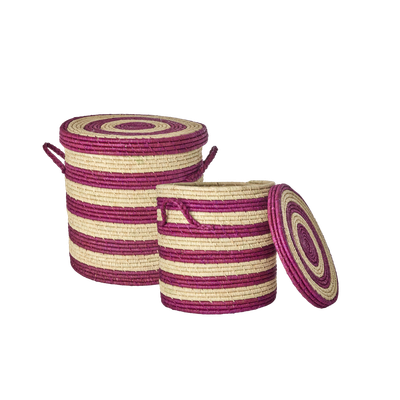 Laundry basket raffia set of 2 - Rice