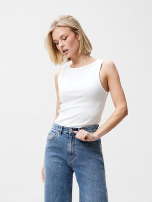 Classic rib singlet - White  - catwalk junkie