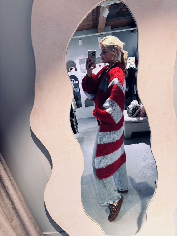 Lang vest blauw - rood - Attire Amsterdam