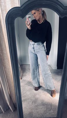 Jeans with double pockets details and belt vintage blue - homage