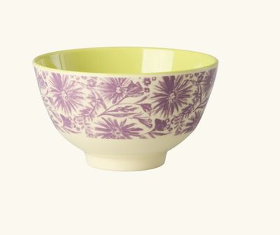 Small Bowl - Purple - Flower Press Print - rice