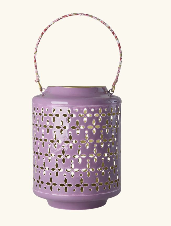 Large Metal Lantern - Purple - rice