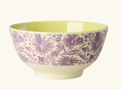 Medium Bowl - Purple - Flower Press Print