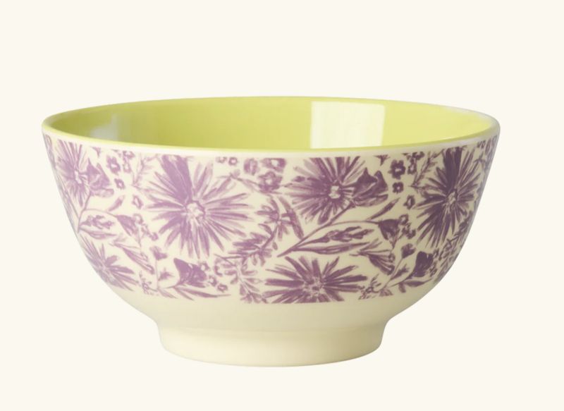 Medium Bowl - Purple - Flower Press Print
