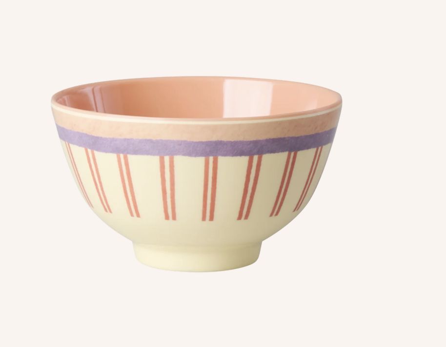 Small Bowl - Cream - Stripey Love Print - rice