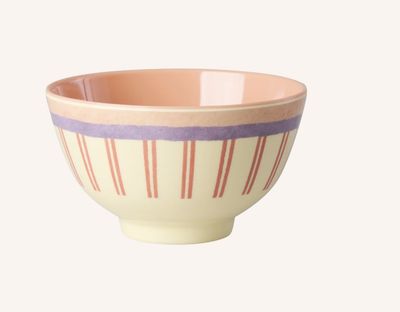 Small Bowl - Cream - Stripey Love Print - rice