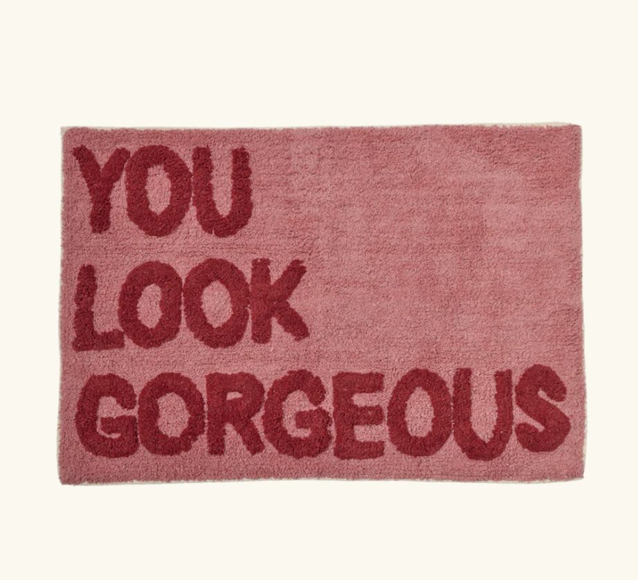 Rectangular Tufted Floor Mat - Pink - YOU LOOK GORGEOUS	- rice